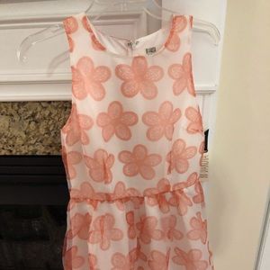 Peach colored floral dress